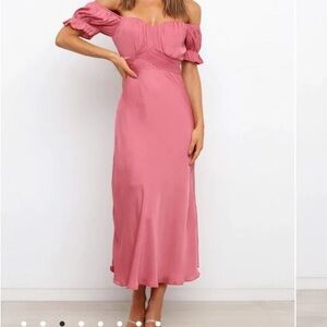 Petal and Pup Rose Pink Off-Shoulder Midi Dress